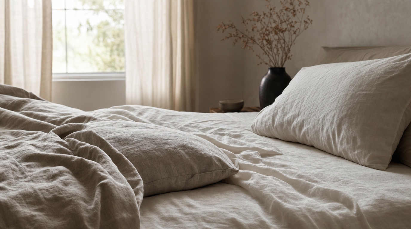 A calm bedroom setup showing a side-sleeping pillow arrangement.