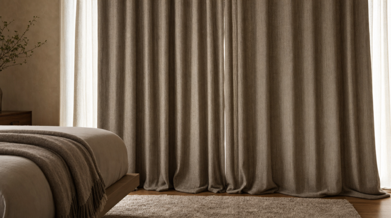 A calm bedroom door and window detail suggesting a quiet, well-sealed room.